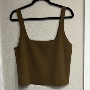 Vince Olive Green Sleeveless Fitted Crop Tank